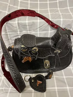 Western Saddle Purse Handbag Shoulder Bag Leather Vintage Cowgirl Country Horse • $24.99