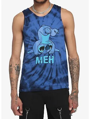 Disney Lilo & Stitch Mens Stitch Meh Blue Wash Tank Top Shirt New XS-3XL • $9.99