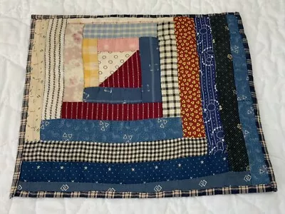 Vintage Antique Patchwork Quilt Table Topper Log Cabin Early Calico Prints • $15.95