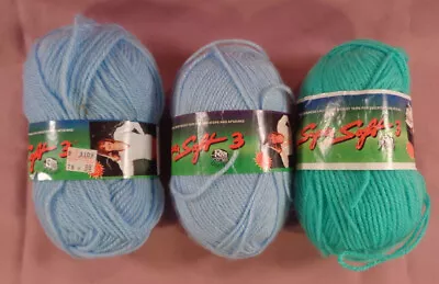 Lot Of 3 Vintage Lana Moro Super Soft 3 Green Blue Yarn Skeins 1.75 Oz. 175 Yds. • $4.99