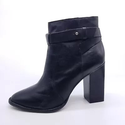 Madewell Boots Women's 7.5 Black Sammie Ankle Booties Short Leather Block Heel • $49.99