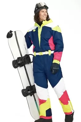 Tipsy Elves Ski Suit Mens Medium NEON KNOCKOUT Retro Snow Suit Pockets Vents NWT • $115.99