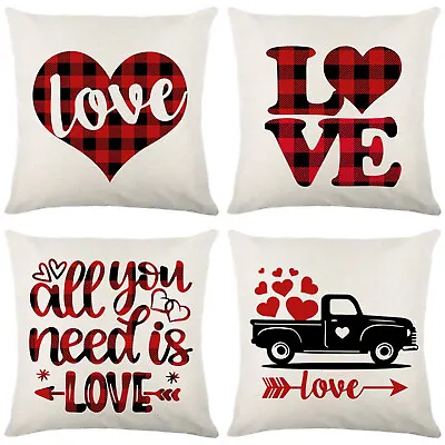 4 Pcs Waterproof Valentines Day Love Cushion Covers 30 40 45 50 60cm • $39.59