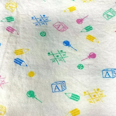 Vintage Pastel Pencils Blocks Tic Tac Toe  Cotton Flannel Receiving Baby Blanket • $18.69