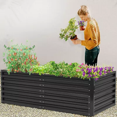 Large Garden Metal Raised Vegetable Planter Flower Trough Herb Grow Bed Box • £59.99