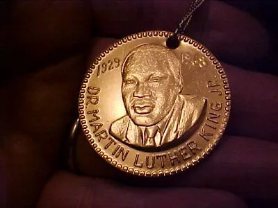 MLK Jr SCLC Dr. Martin Luther King Jr ORIGINAL GOLD COIN PENDANT & Chain 1970s  • $14.99