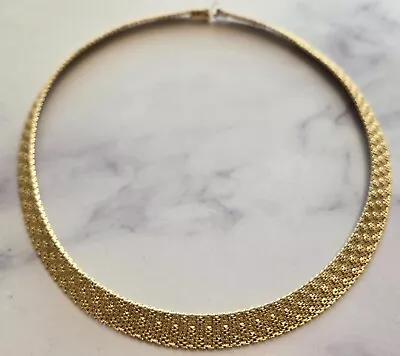 Monet ~ Vintage Gold Tone Metal Mesh Choker Necklace • $19.99