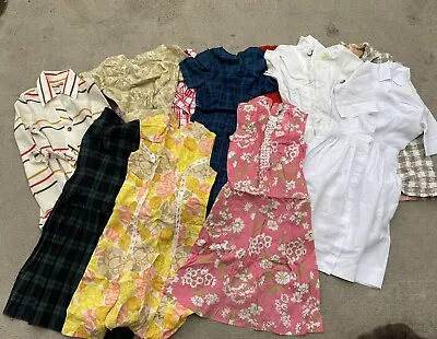 Lot Of Vintage 60's 70's Dresses Jacket For Resale 10 Pieces Antique Handmade • $160