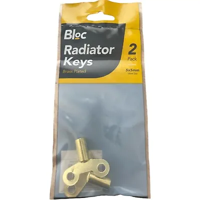 2 X Brass Plated Radiator Bleed Valve Key Heating Air Vent Square Plumbing Tool • £2.79