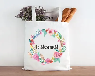 £6.99 • Buy Bridesmaid Floral Tote Shopper Shopping Bag Personalised Wedding Hen Party Gift