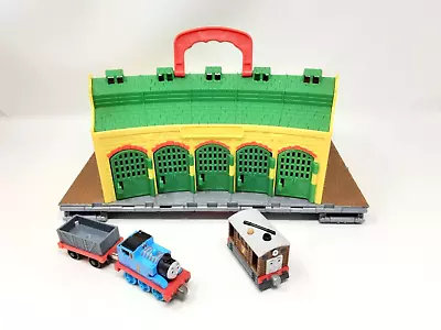 Mattel 2009 Thomas & Friends Take N Play Foldable Tidmouth Sheds With 2 Trains • £14