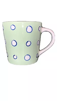 Vintage Starbucks Barista 2003 Green & White & Blue Polka Dot Coffee Mug EUC • $13.99