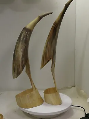 Vintage Cow Horn Hand Carved  Bird Art Sculptures • $17.43