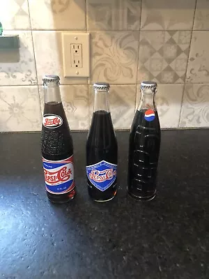 Lot Of 3 Pepsi Cola Soda Bottles- Full And Unopened • $40