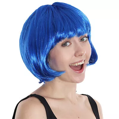 Blue Short Bob Wig Fancy Dress Fashion Accessory Girl Charity Run Babe Hair • £5.99