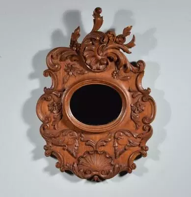 Vintage French Louis XV Rococo Highly Carved Mirror In Oak Frame • $225