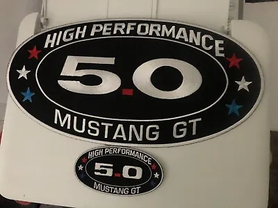 FORD MUSTANG GT 5.0 (2) SEW/IRON ON PATCH EMBROIDERED 12”x6.5 & 2x4 RACING • $30