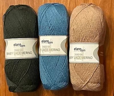 Elann Peruvian Yarn / BABY LACE MERINO / Assorted Colors - Lot Of 2 • $9.99