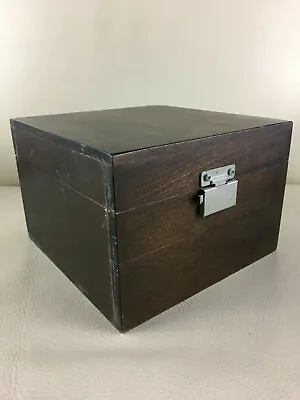 Vintage Mid Century Wooden Box Spectra Physics Laboratory Metal Latch Dark Brown • $34.95