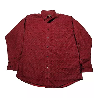 Ariat Shirt Mens L Long Sleeve Button Down Red Black Paisley Western EUC • $19.75