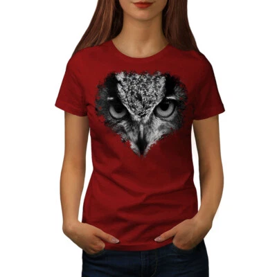 Wellcoda Owl Look Eye Cute Animal Womens T-shirt Bird Casual Design Printed Tee • £17.99