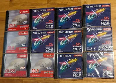 12x Blank CDs FUJIFILM +  IMATION. 11x CD-R + 1x CD-RW New & Sealed • £11