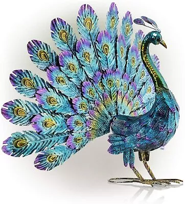 Metal Peacock Garden Decor Sculpture Yard Lawn Pond Patio Art Home Statue Porch • $151.99