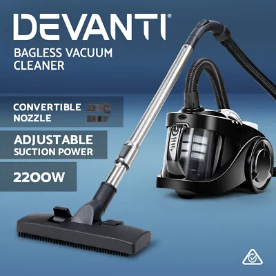 Devanti Bagless Vacuum Cleaner 2200W Cyclone Cyclonic Car Cleaners Home Black • $105.95