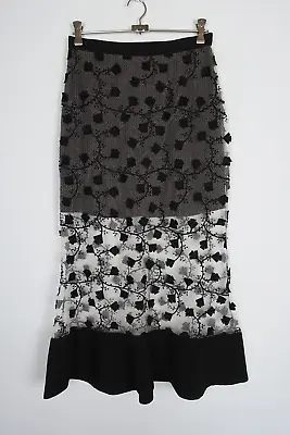 Alice McCall Womens Soul Skirt Size 10 Black Ivory Lace Embroidered Midi Sheer • $40