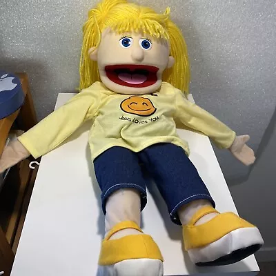 22   Smile Jesus Loves You Peach Girl Yellow Blonde Hand Puppet Silly Puppets • $27.29