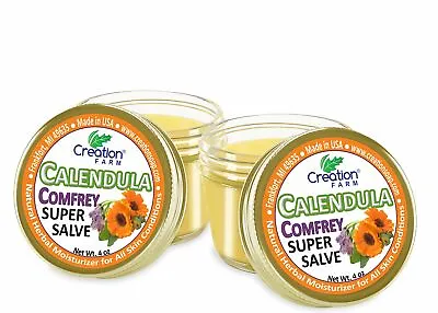 $34.95 • Buy Calendula Confrrey Super Salve  2-4 Oz Jars, Eczema, Balm For Dry Cracked Skin