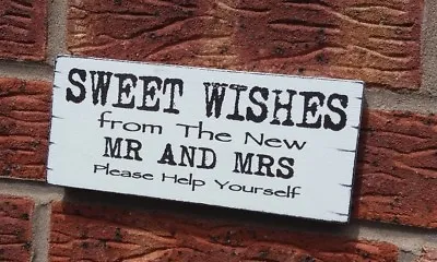 Wedding Sweet Wishes Personalised Shabby Vintage Chic Plaque Mr & Mrs • £3.90