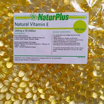 £7.49 • Buy Vitamin E Capsules 400iu Pure Natural X 30 Softgels - NaturPlus