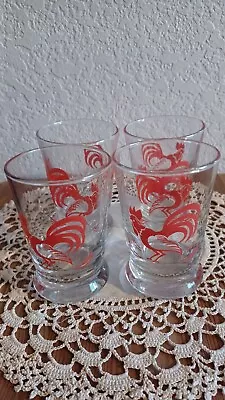 Vintage Libby Red Rooster Juice Glasses Retro • $22.50