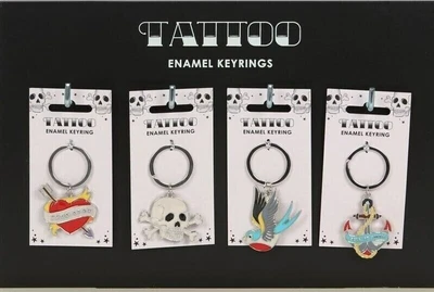 £2.75 • Buy Tattoo Enamel Keyring Skull Heart Anchor Swallow Skulls Gothic Nautical Parlour