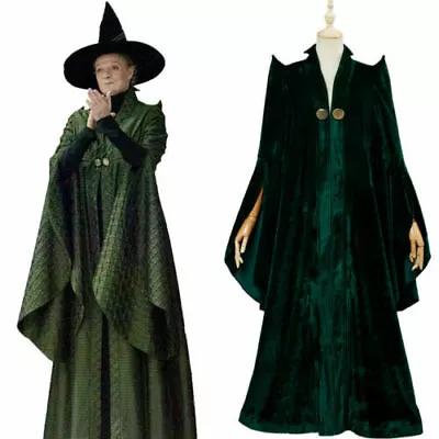 Minerva McGonagall Professor Green Robe Cosplay Halloween Costume! • $20.88