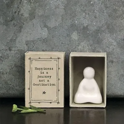 East Of India Porcelain Matchbox Buddha Happiness Is A Journey Not A Destination • £5.44