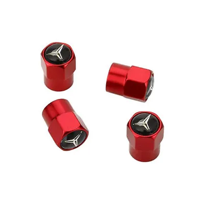 4x Red Alloy Tire Air Valve Stem Cap Fits Most Mercedes Cars Wagons & SUVs  • $8.68