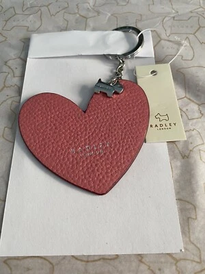 £12.99 • Buy Radley London Mid Pink Heart Large Keyring - Leather, Chrome Metal Dog Tag BNWT