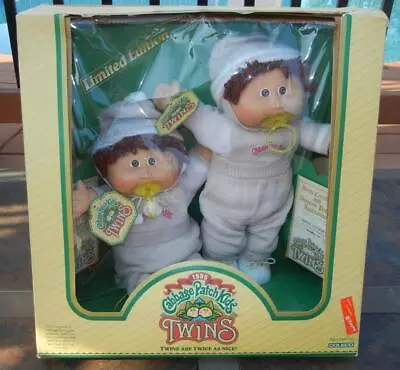 Vintage! 1985 Cabbage Patch Boy Twins Brown Hair Brown Eyes. Limited Edition • $150