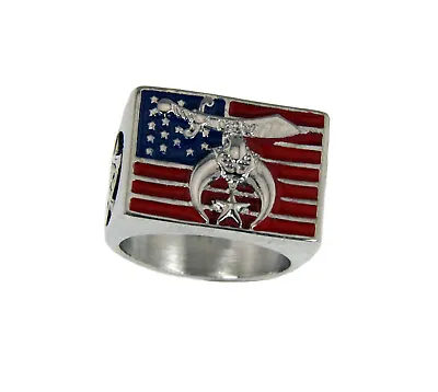 T108 Shrine Ring W US Flag Shriner Patriotic American United States Masonic • $34