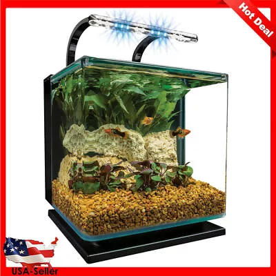 Aquarium Kit 3g Rail Light Shippable Fish Hidden Filtration Rounded Corners Led • $62.17