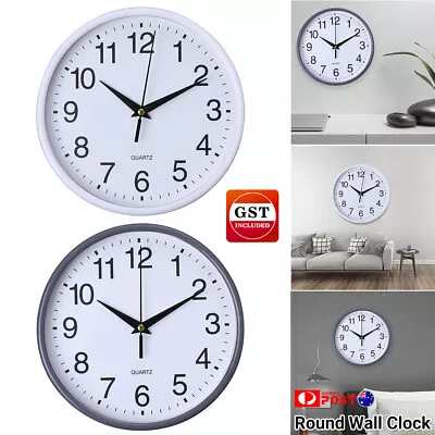 Wall Clock 20cm Quartz Round Wall Clock Home Office Decor Battery Operated AU • $13.87