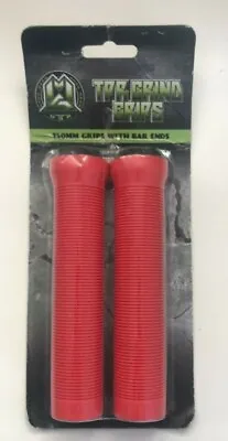 MGP 150mm Swirl Grind Scooter Grips With Bar Ends / Red New Free P&P UK Seller • £11.55