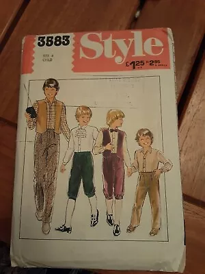 Vintage 1981 Style 3583 Sewing Pattern Boys Page Boy Outfit Size 4 21  Waist • £4