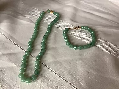 Vintage Choker/Bracelet Lite Green Tied Between Beads Plastic “T” Tag • $12