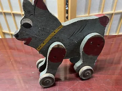 Vintage Wooden Dog Pull Toy • $20