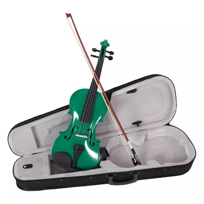 US Full Size 4/4 Natural Green Acoustic Violin Fiddle With Case Rosin Bow Set • $71.24