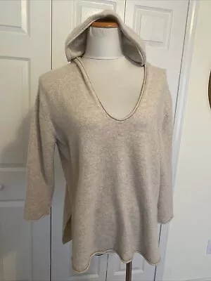 J Jill Cashmere Hooded Pullover Deep V Sweater Sz L P • $24.99