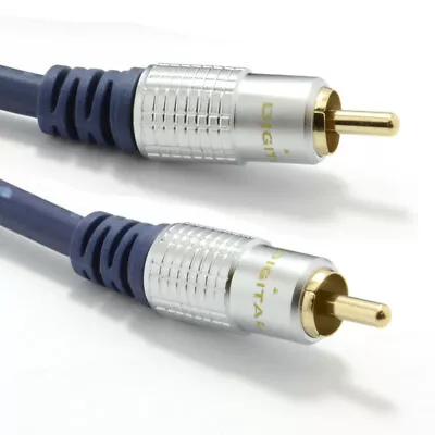 5m Pure HQ OFC Shielded Subwoofer/Composite Digital Coax Audio/Video Cable Gold • £7.57